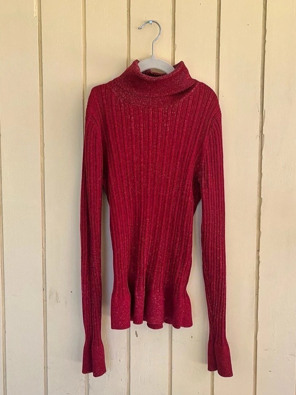 (4) Worthington Metallic Ribbed Silk Blend Turtleneck Sweater Size Small